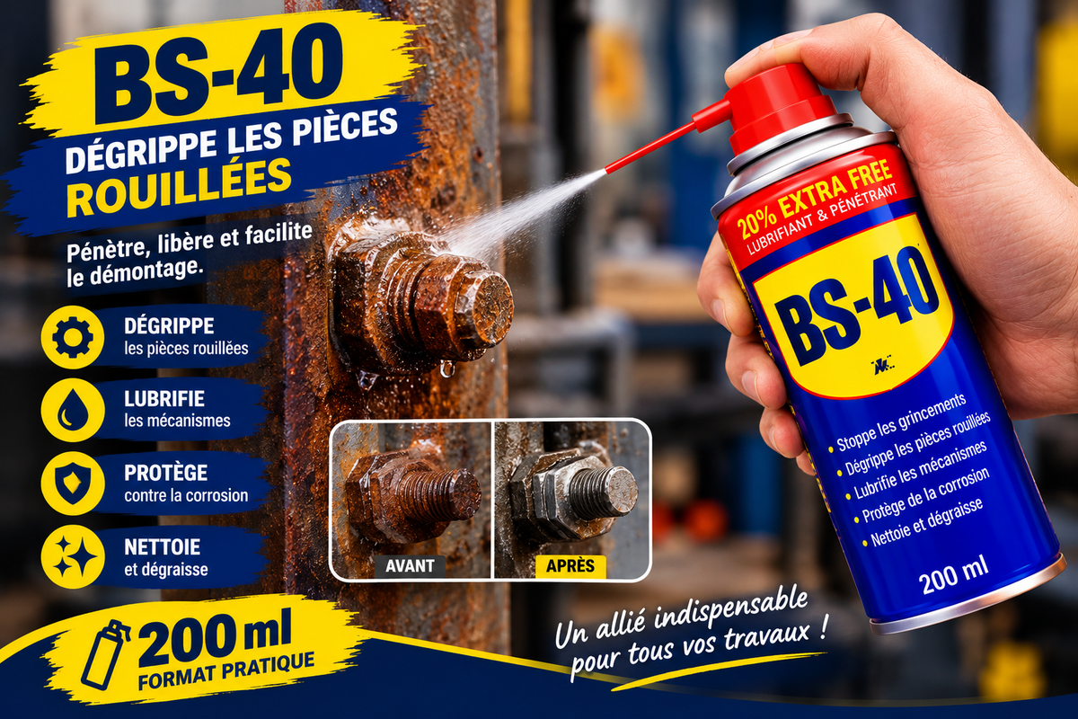 ✨ Nouvelle Tech 2026 | BS-40 Spray Dégrippant Multifonction 🔧【VENTE FLASH】