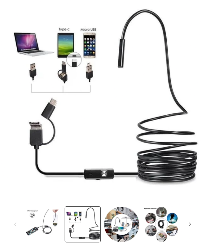 Connectique USB, Type-C et Micro-USB de la camera endoscopique