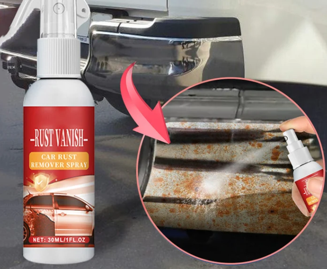 Avant apres application du spray anti-rouille sur une portiere de voiture